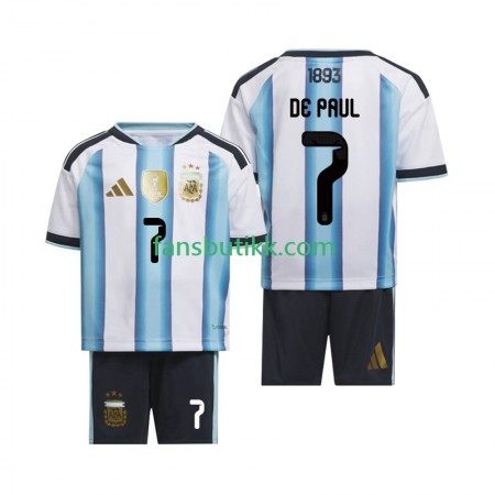 Fotballdrakt Argentina Rodrigo De Paul 7 World Cup Barn Hjemmetrøye 2026 Kortermet